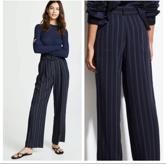 Vince Dobby Stripe Belted Wide Leg Pant - Picture 2 of 10